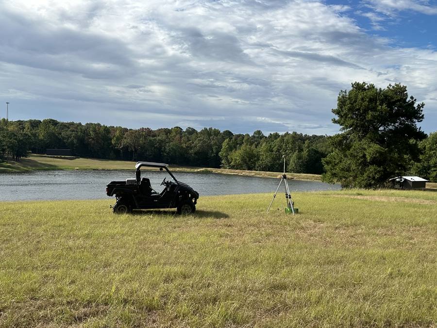 Field setup at a lakeside property